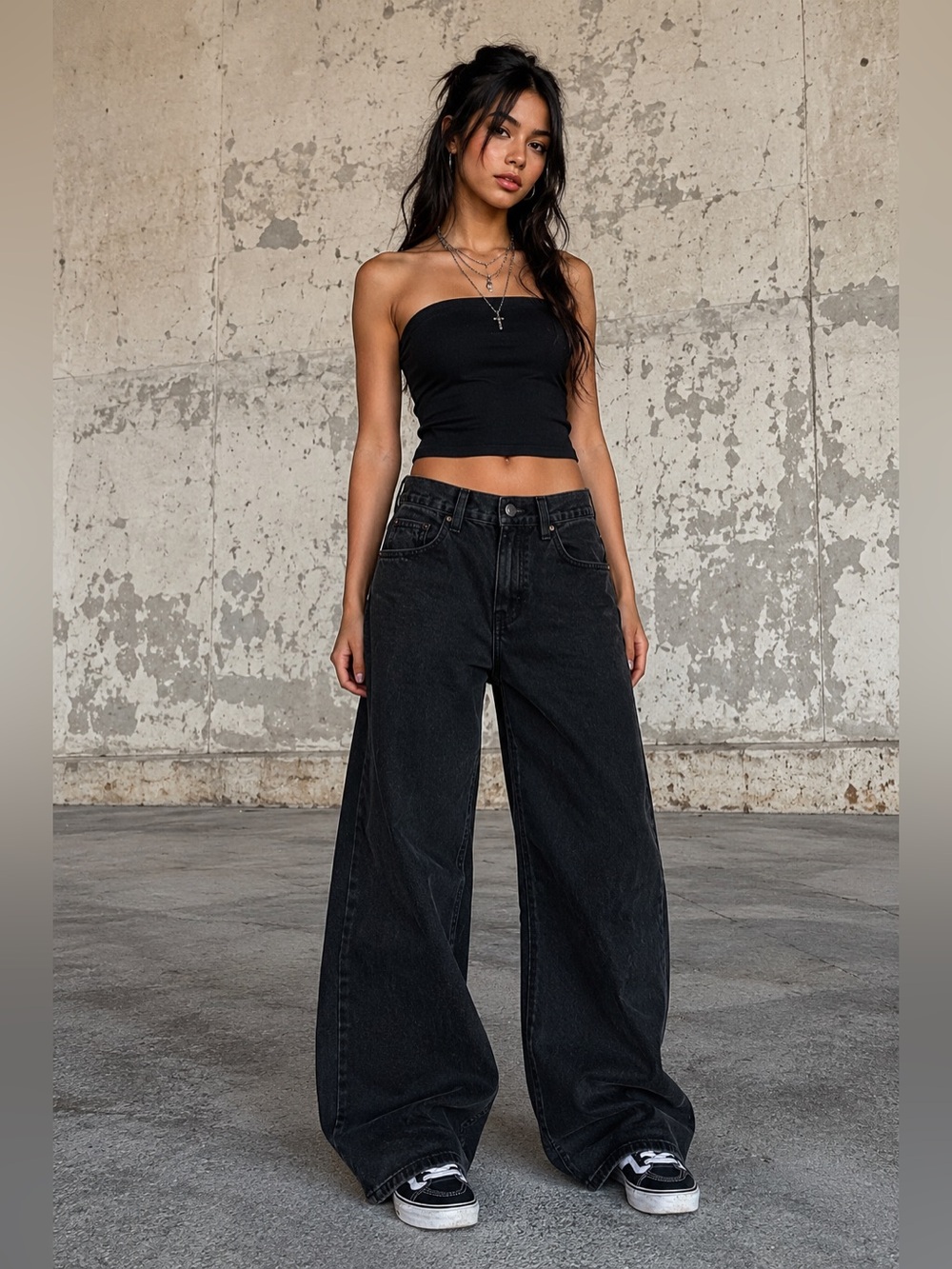 Levi’s 94 Baggy Wide Leg Black Wash Jeans W25 Y2K Grunge Skater